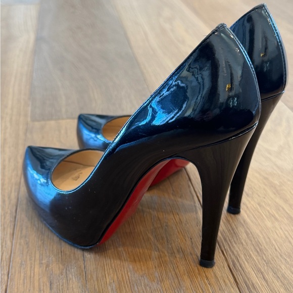 Christian Louboutin Black Patent Leather Heels Size 36 / US 6 Red Sole 4” Pumps - Picture 3 of 11